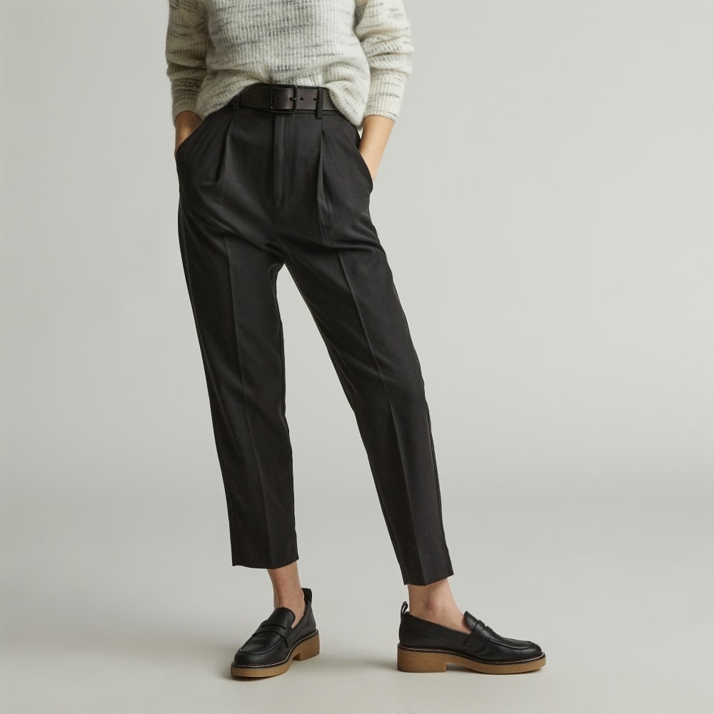NWT Black Everlane Way-High Taper Pants, Size 16